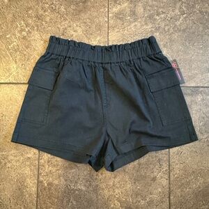 Stylish and versatile black women's cargo shorts.